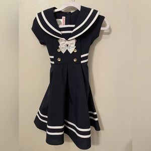 Girls Navy Blue Sailor Dress(5) Jessica Ann